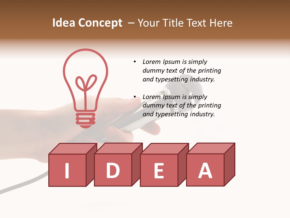 Microphone In Hand PowerPoint Template