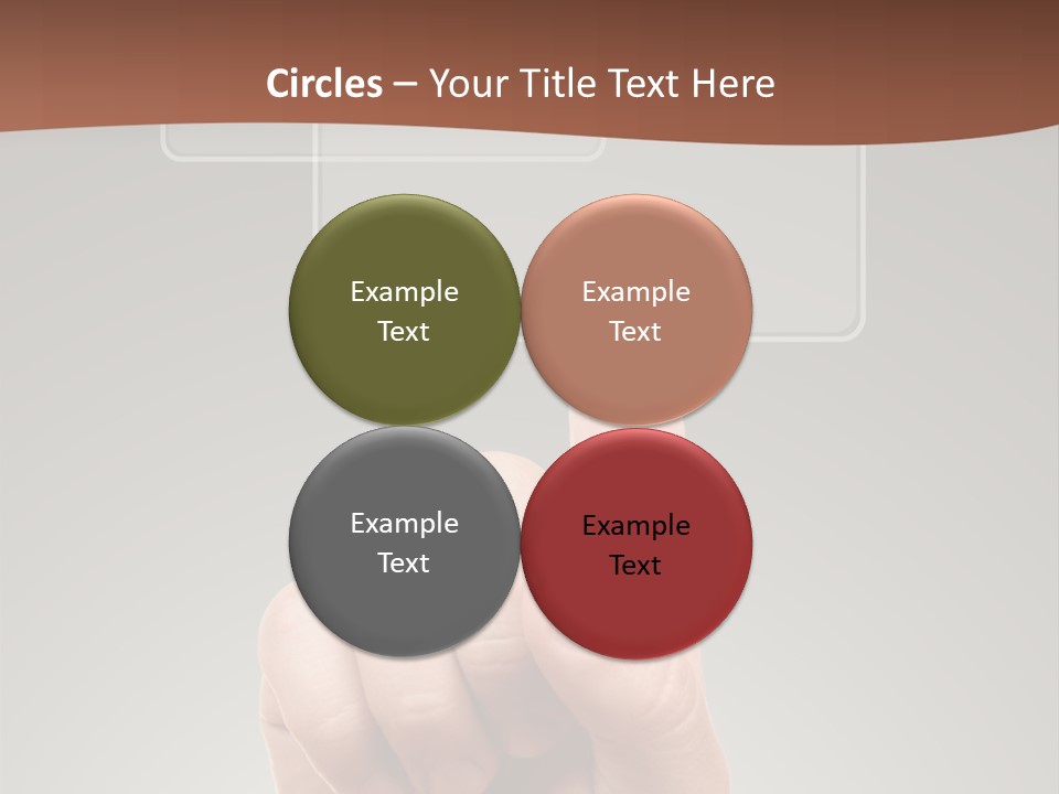 The Hand Pressing One Of The Buttons On Grey Background PowerPoint Template