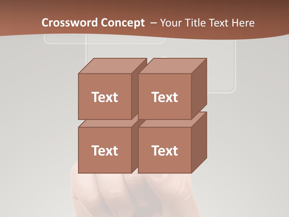 The Hand Pressing One Of The Buttons On Grey Background PowerPoint Template