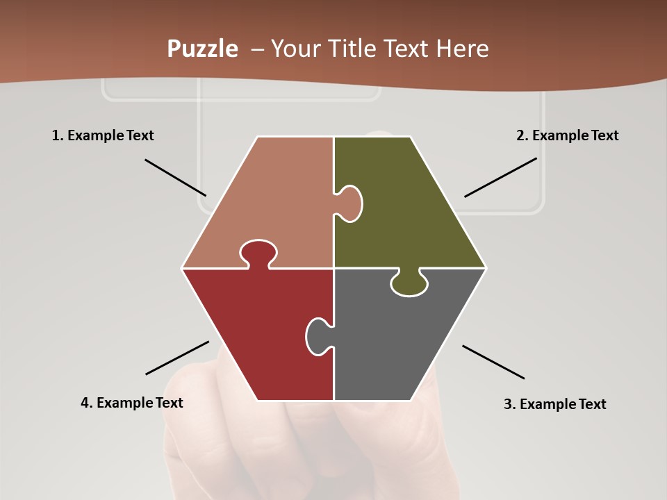 The Hand Pressing One Of The Buttons On Grey Background PowerPoint Template