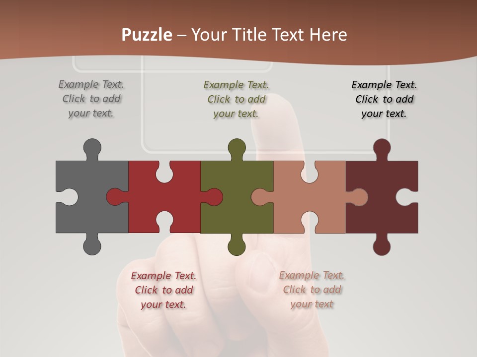 The Hand Pressing One Of The Buttons On Grey Background PowerPoint Template