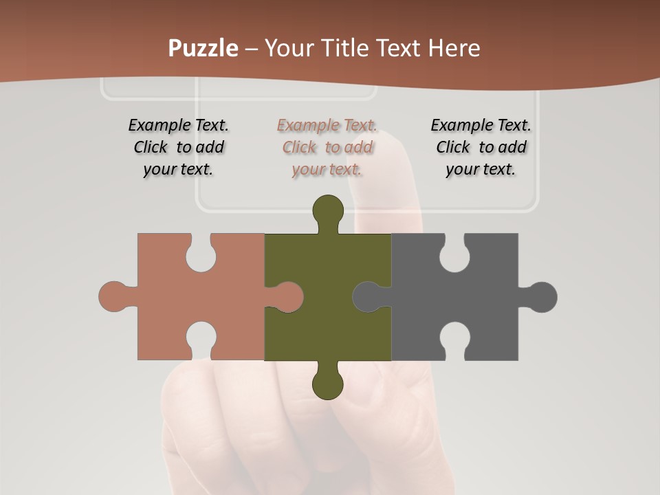 The Hand Pressing One Of The Buttons On Grey Background PowerPoint Template