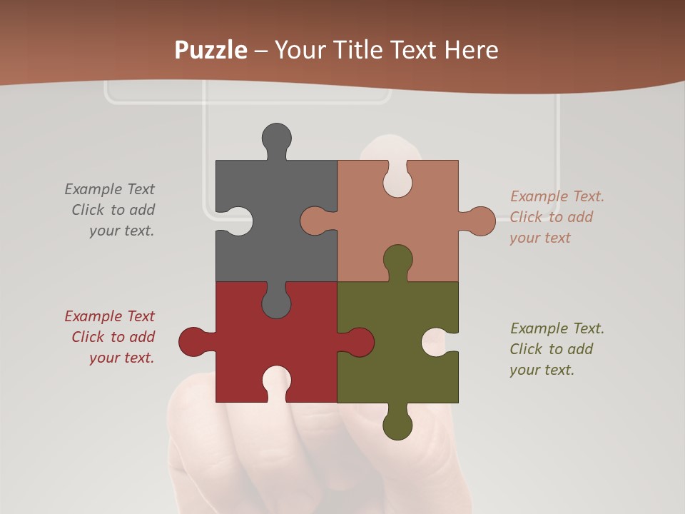 The Hand Pressing One Of The Buttons On Grey Background PowerPoint Template