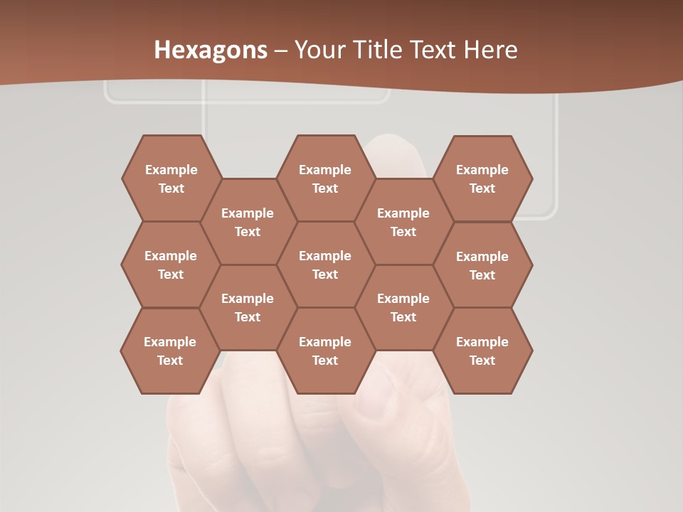 The Hand Pressing One Of The Buttons On Grey Background PowerPoint Template