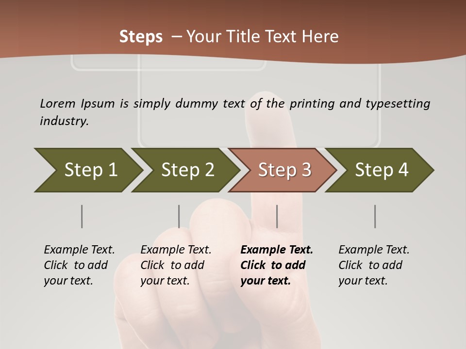 The Hand Pressing One Of The Buttons On Grey Background PowerPoint Template