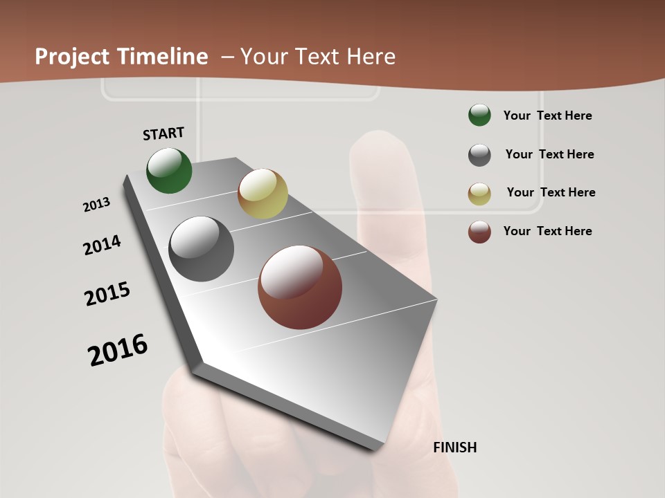 The Hand Pressing One Of The Buttons On Grey Background PowerPoint Template