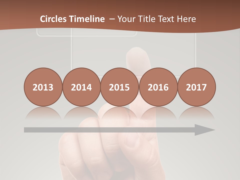 The Hand Pressing One Of The Buttons On Grey Background PowerPoint Template