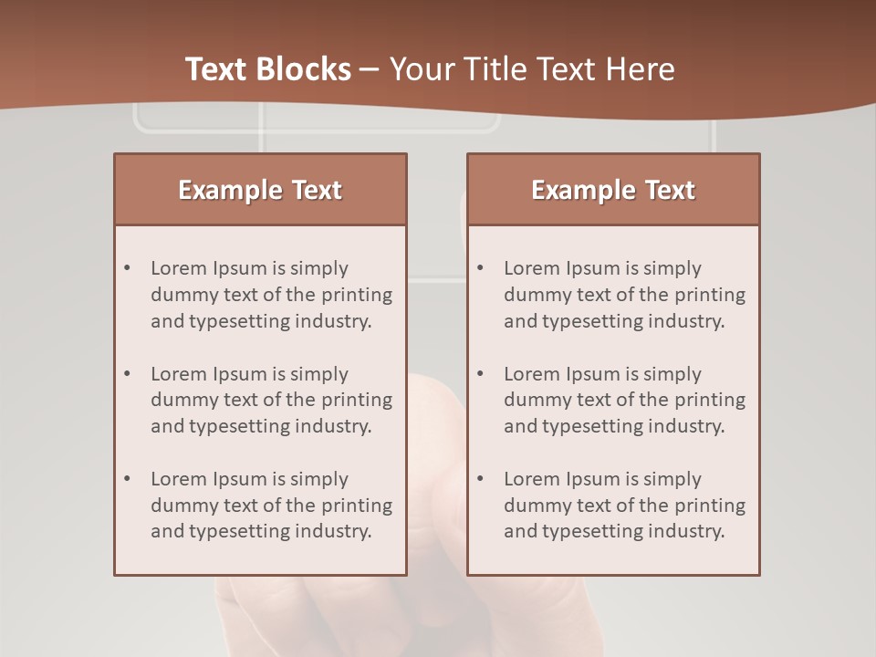 The Hand Pressing One Of The Buttons On Grey Background PowerPoint Template