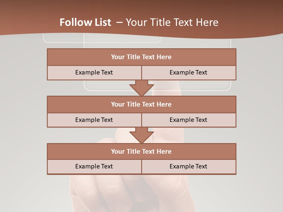 The Hand Pressing One Of The Buttons On Grey Background PowerPoint Template