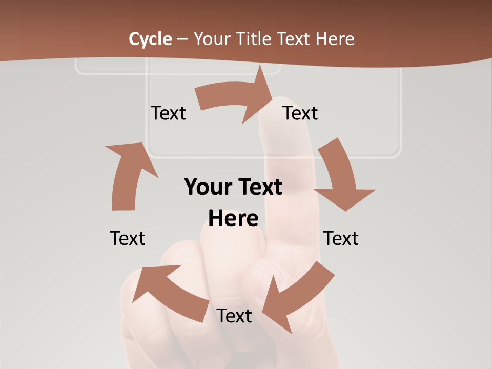 The Hand Pressing One Of The Buttons On Grey Background PowerPoint Template