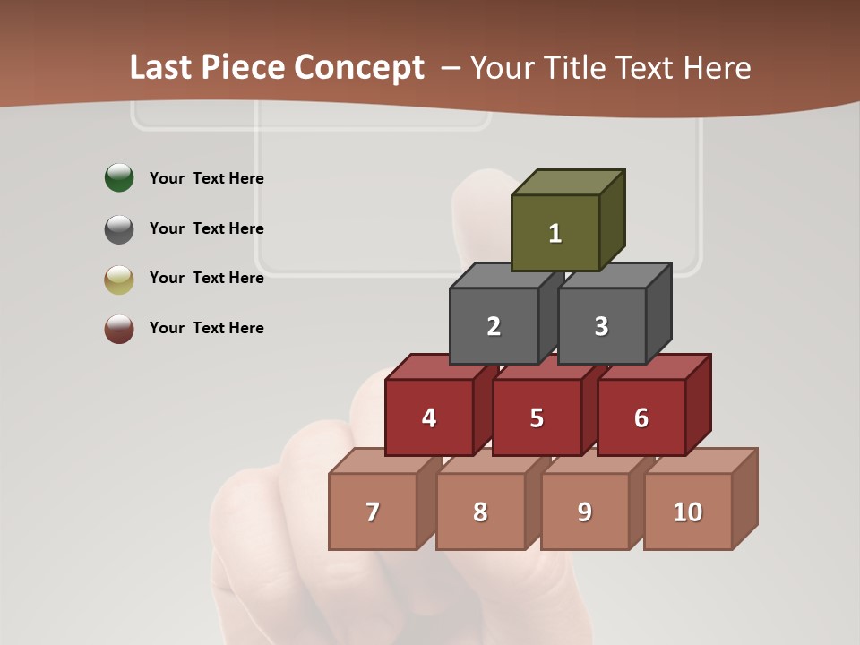 The Hand Pressing One Of The Buttons On Grey Background PowerPoint Template