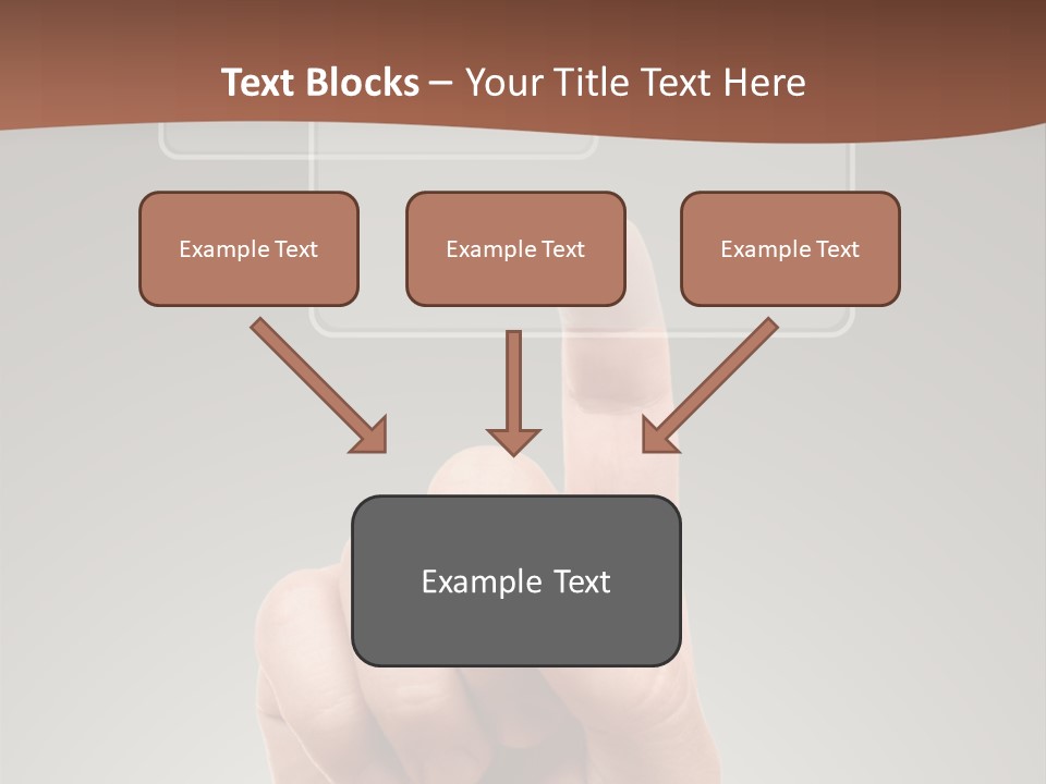 The Hand Pressing One Of The Buttons On Grey Background PowerPoint Template