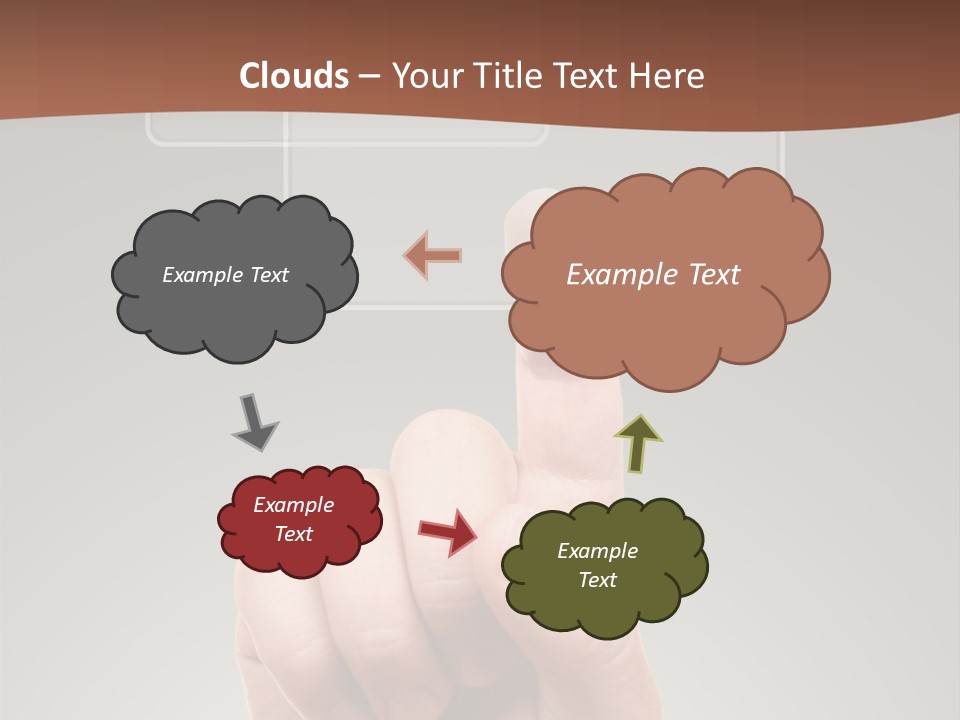 The Hand Pressing One Of The Buttons On Grey Background PowerPoint Template