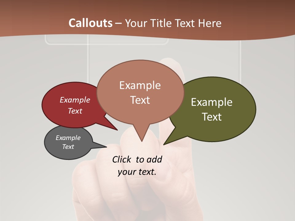 The Hand Pressing One Of The Buttons On Grey Background PowerPoint Template