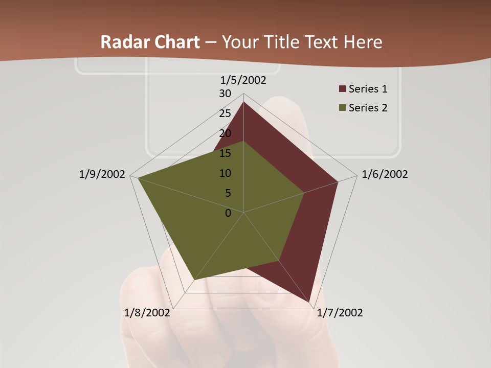 The Hand Pressing One Of The Buttons On Grey Background PowerPoint Template