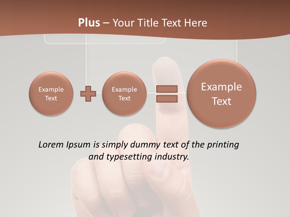 The Hand Pressing One Of The Buttons On Grey Background PowerPoint Template