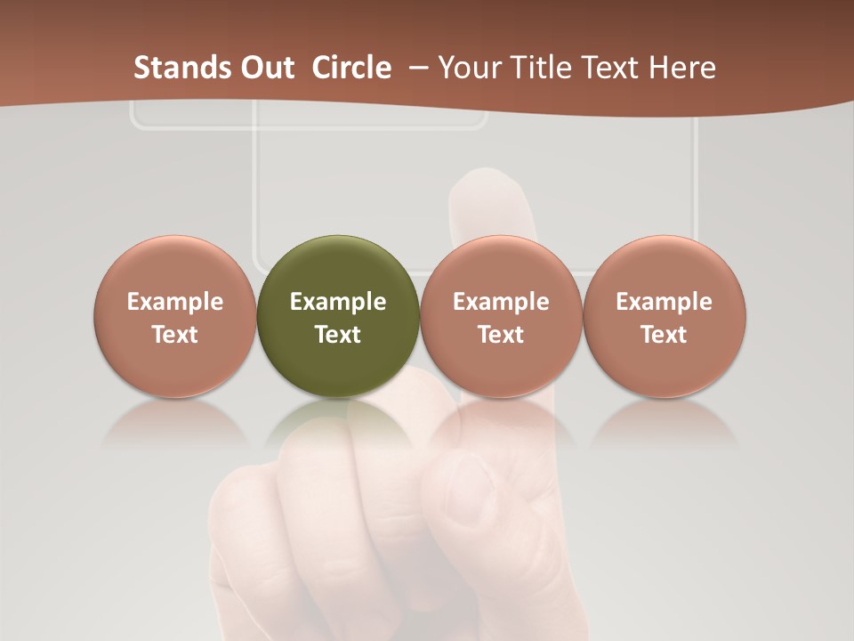 The Hand Pressing One Of The Buttons On Grey Background PowerPoint Template