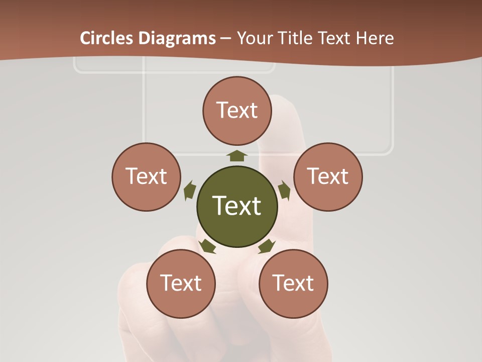 The Hand Pressing One Of The Buttons On Grey Background PowerPoint Template