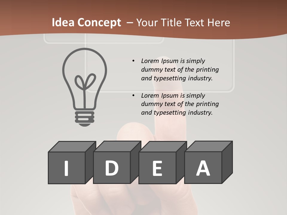 The Hand Pressing One Of The Buttons On Grey Background PowerPoint Template