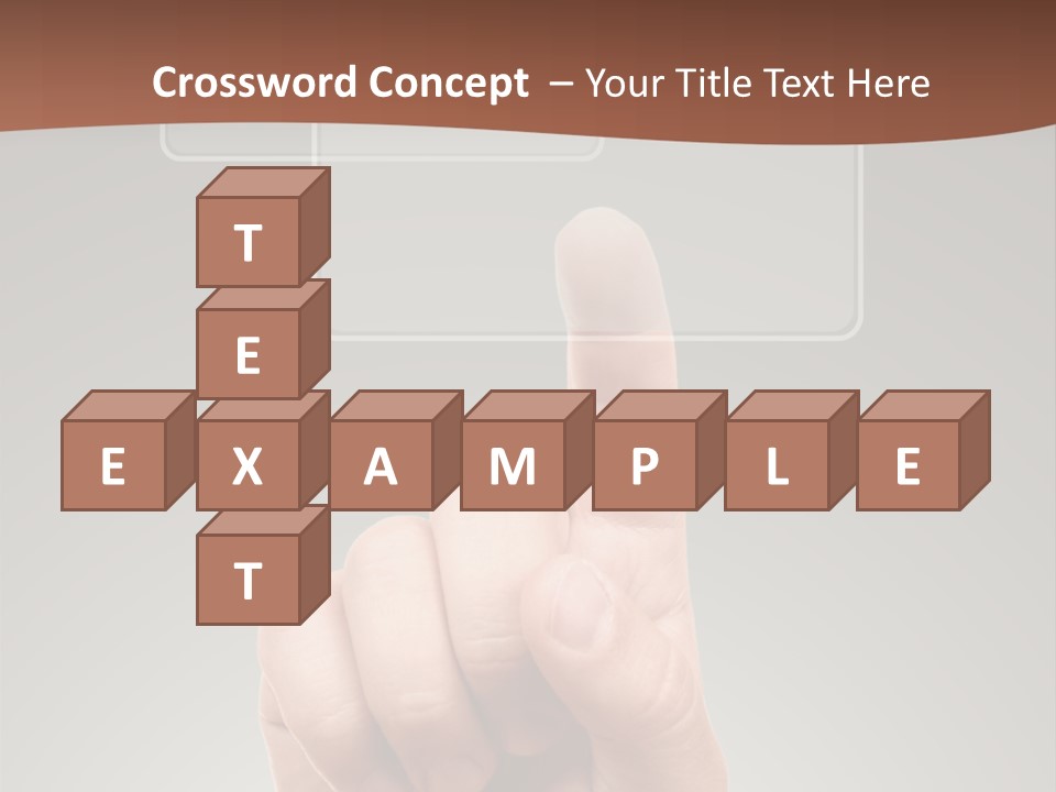 The Hand Pressing One Of The Buttons On Grey Background PowerPoint Template