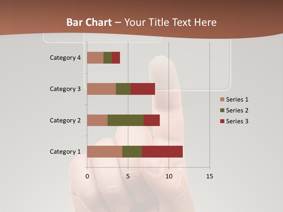The Hand Pressing One Of The Buttons On Grey Background PowerPoint Template