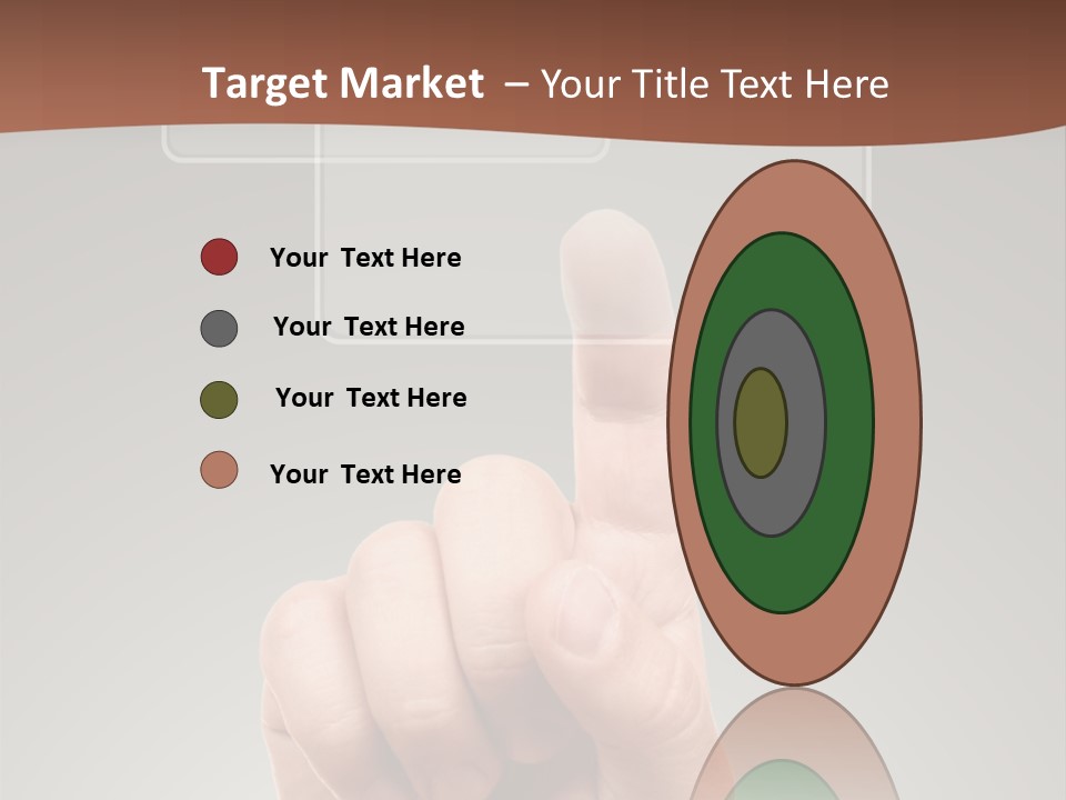 The Hand Pressing One Of The Buttons On Grey Background PowerPoint Template