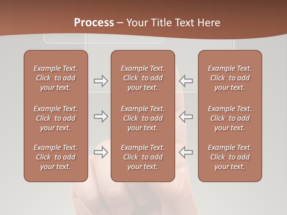 The Hand Pressing One Of The Buttons On Grey Background PowerPoint Template