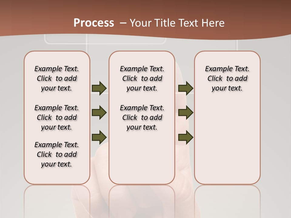 The Hand Pressing One Of The Buttons On Grey Background PowerPoint Template