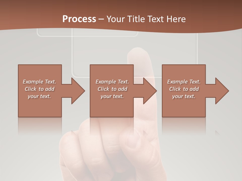 The Hand Pressing One Of The Buttons On Grey Background PowerPoint Template