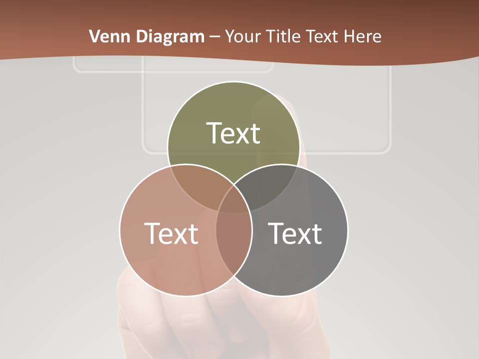The Hand Pressing One Of The Buttons On Grey Background PowerPoint Template