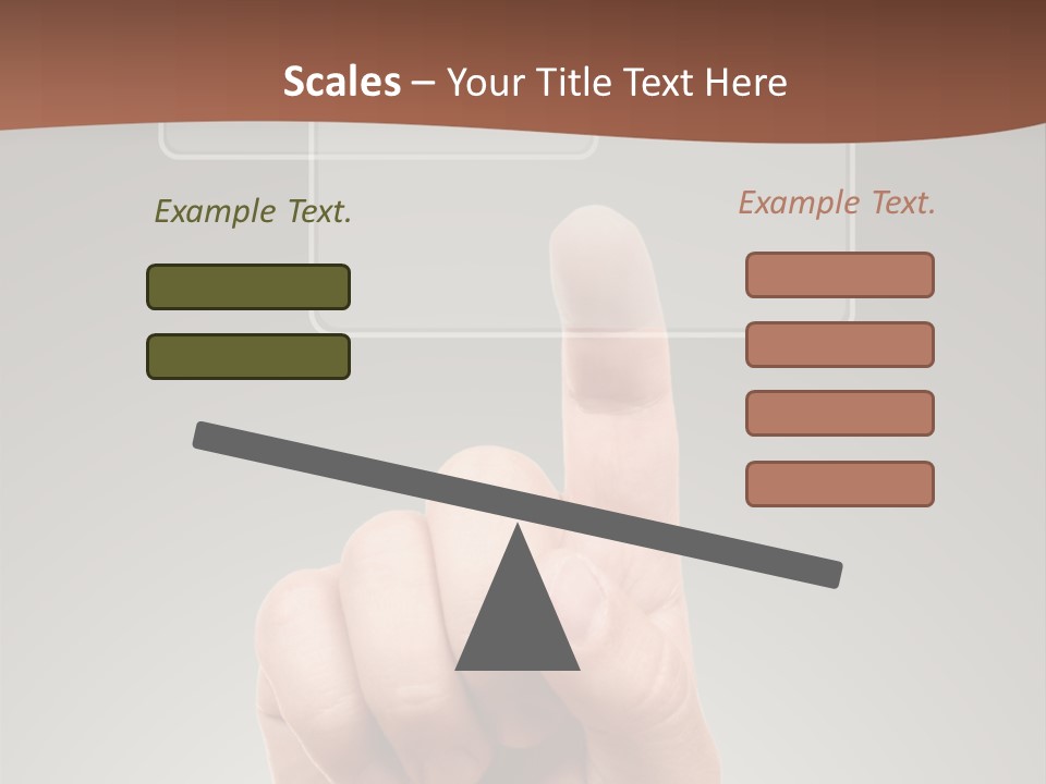 The Hand Pressing One Of The Buttons On Grey Background PowerPoint Template