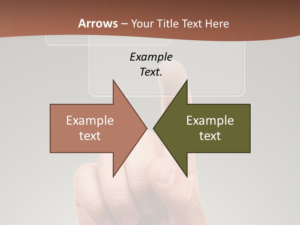The Hand Pressing One Of The Buttons On Grey Background PowerPoint Template