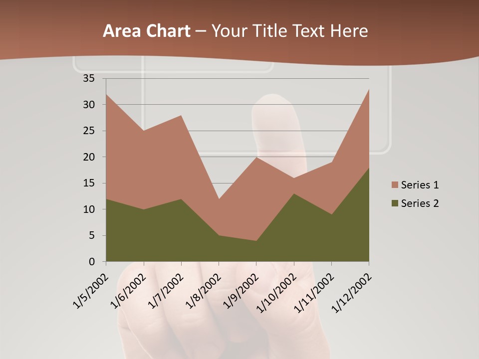 The Hand Pressing One Of The Buttons On Grey Background PowerPoint Template