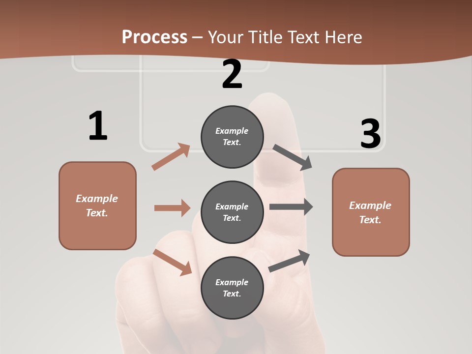 The Hand Pressing One Of The Buttons On Grey Background PowerPoint Template