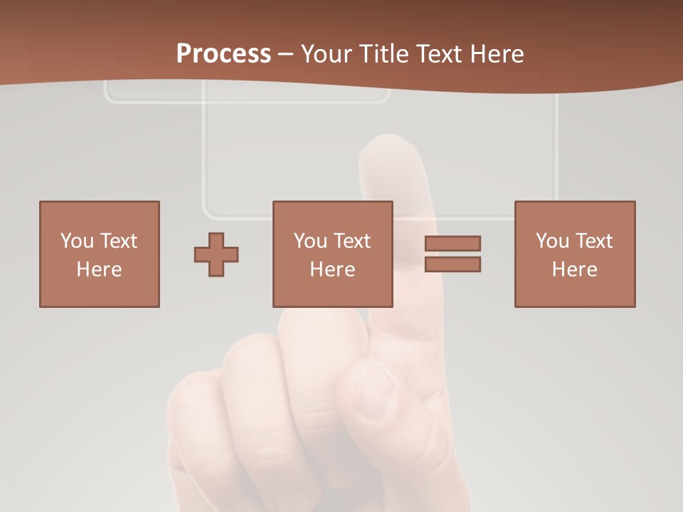 The Hand Pressing One Of The Buttons On Grey Background PowerPoint Template