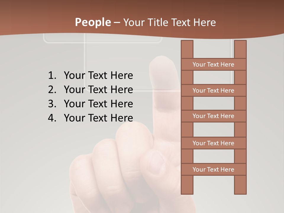 The Hand Pressing One Of The Buttons On Grey Background PowerPoint Template