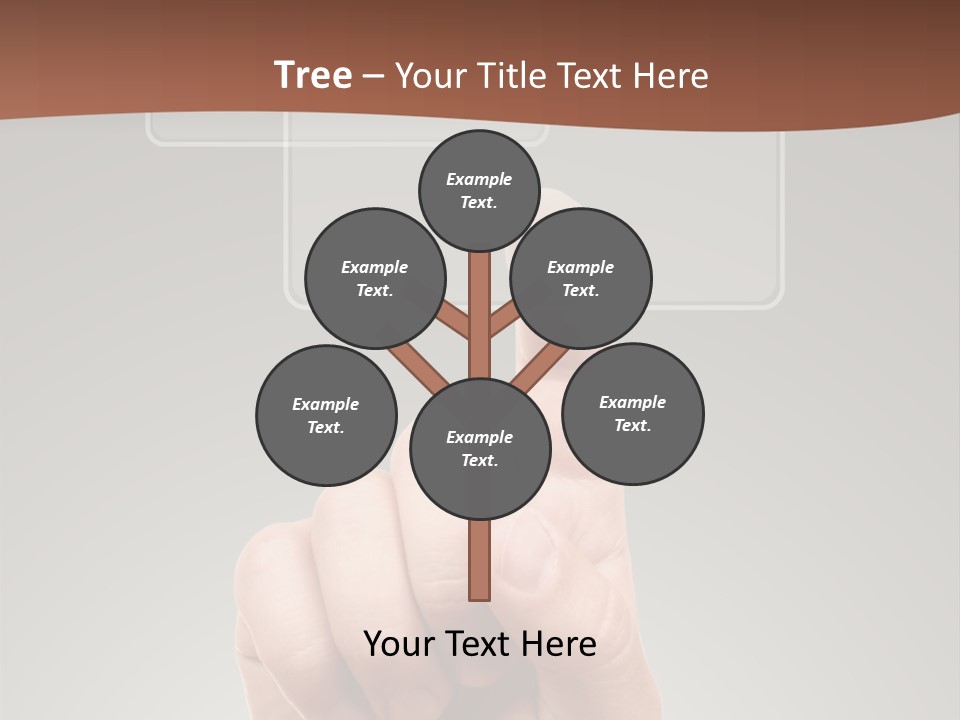 The Hand Pressing One Of The Buttons On Grey Background PowerPoint Template