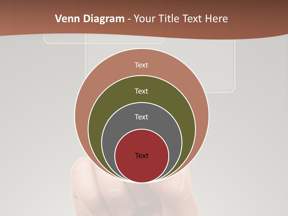 The Hand Pressing One Of The Buttons On Grey Background PowerPoint Template