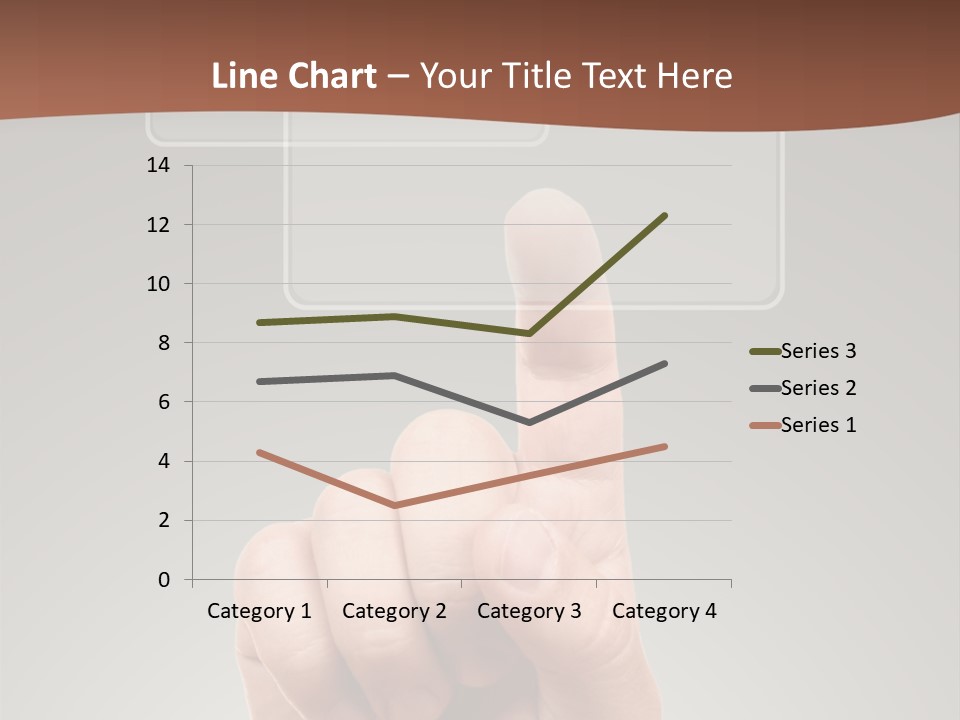 The Hand Pressing One Of The Buttons On Grey Background PowerPoint Template