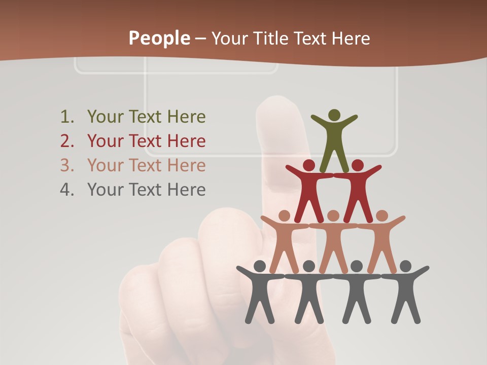 The Hand Pressing One Of The Buttons On Grey Background PowerPoint Template