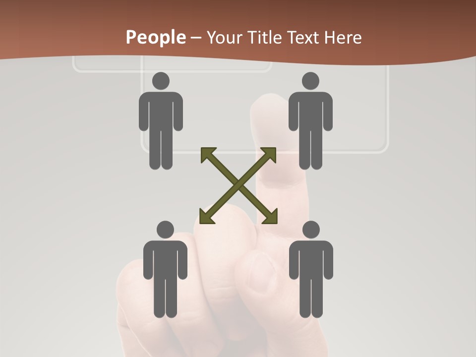 The Hand Pressing One Of The Buttons On Grey Background PowerPoint Template