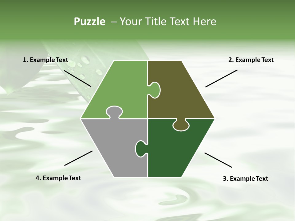 Green Leave At Brunch With Drops Against The Water Background PowerPoint Template