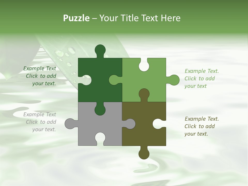 Green Leave At Brunch With Drops Against The Water Background PowerPoint Template