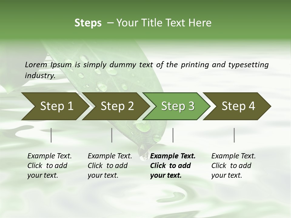 Green Leave At Brunch With Drops Against The Water Background PowerPoint Template