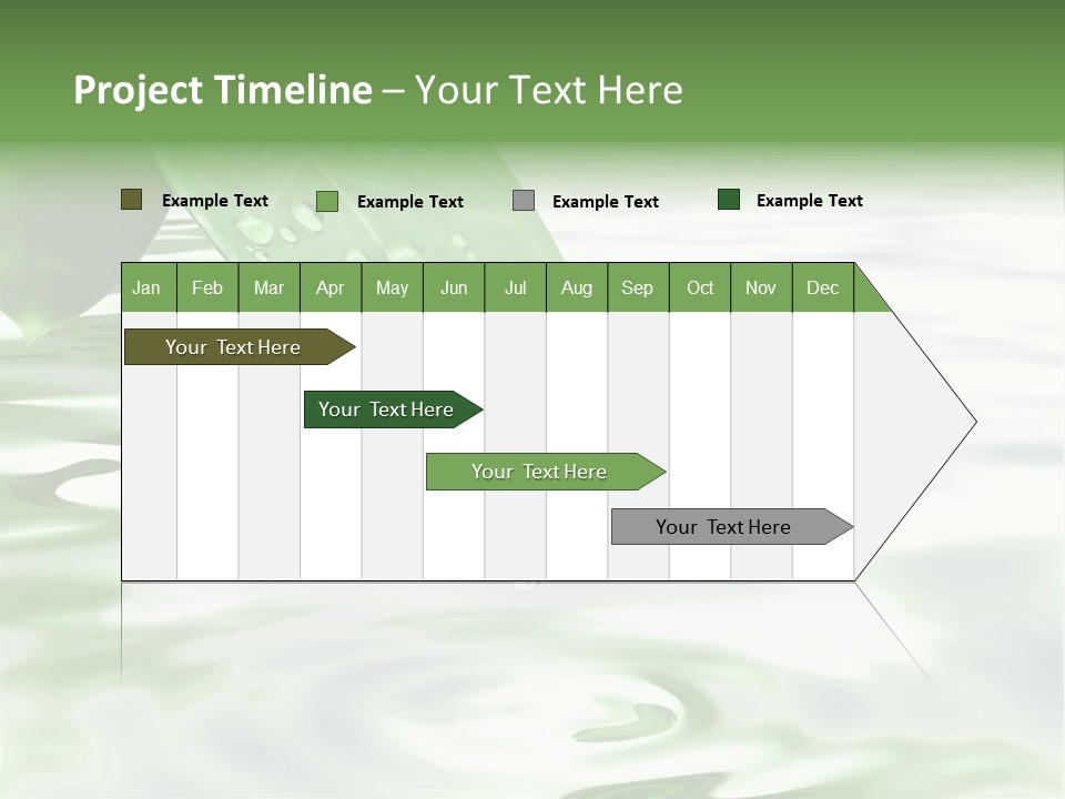 Green Leave At Brunch With Drops Against The Water Background PowerPoint Template
