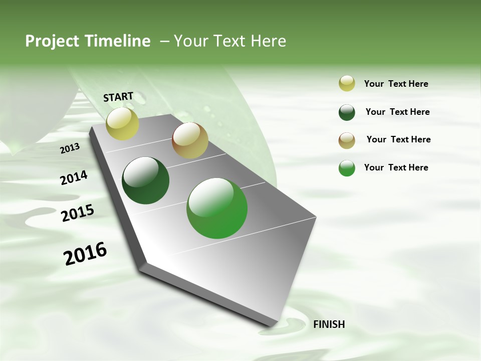 Green Leave At Brunch With Drops Against The Water Background PowerPoint Template