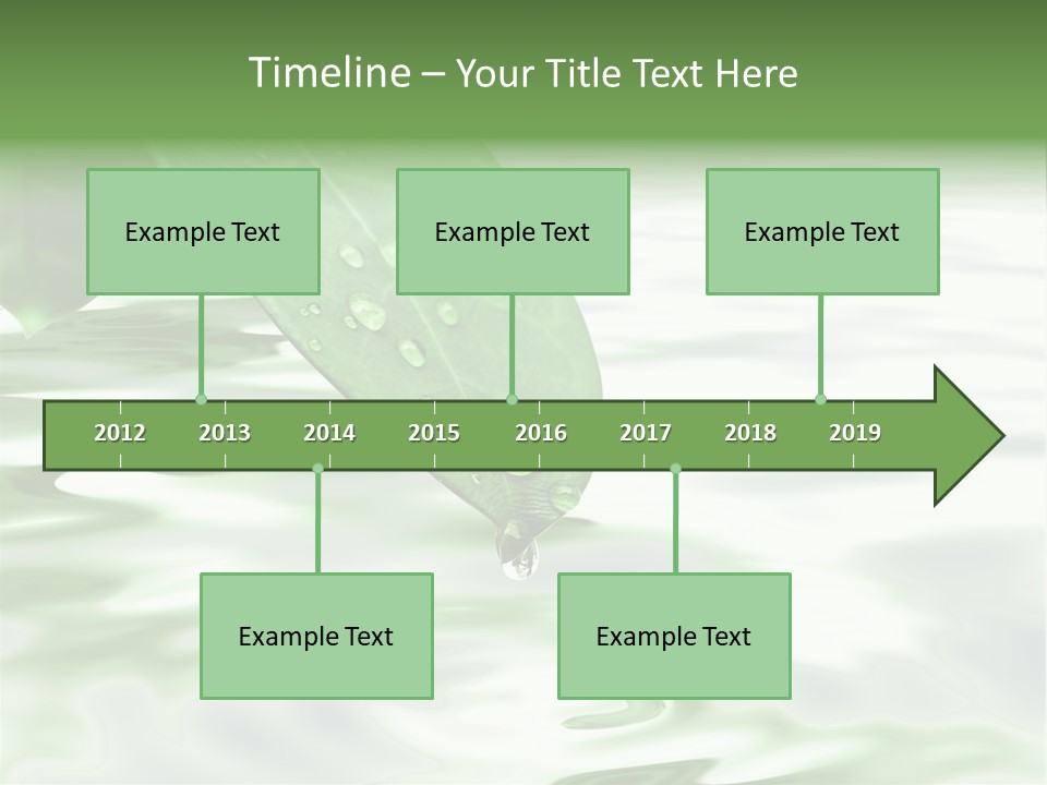 Green Leave At Brunch With Drops Against The Water Background PowerPoint Template