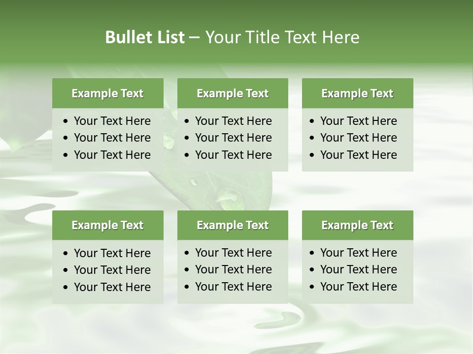 Green Leave At Brunch With Drops Against The Water Background PowerPoint Template