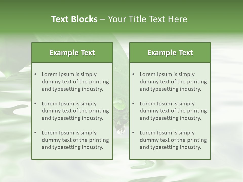 Green Leave At Brunch With Drops Against The Water Background PowerPoint Template