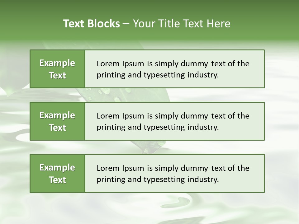 Green Leave At Brunch With Drops Against The Water Background PowerPoint Template